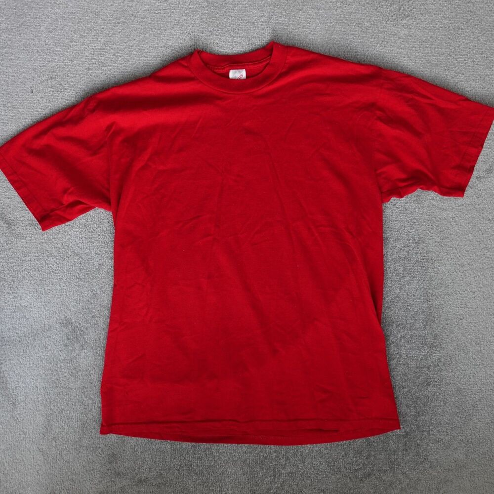 Vintage Jerzees Shirt Men's XL Red Blank Short Sleeve Crew Neck Tee Made USA 90s